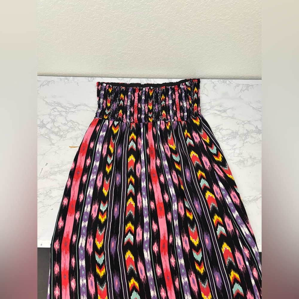 New Look strapless maxi dress Plus Sz 2X Red Geometrical Elastic Waist Summer​
